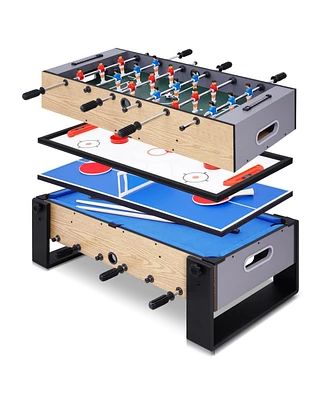 Sugift 36" 4-in-1 Reversible Game Table for Kids, Combo Sports Table w/Billiards, Foosball, Hockey & Table Tennis