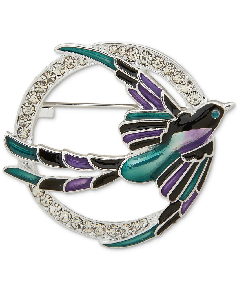 Anne Klein Silver-Tone Pave Multicolor Flying Bird Pin