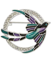 Anne Klein Silver-Tone Pave Multicolor Flying Bird Pin