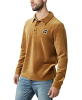 True Religion Men's Long Sleeve Velour Polo Shirt