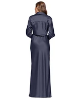 Xscape Women's Satin Shirtdress Gown
