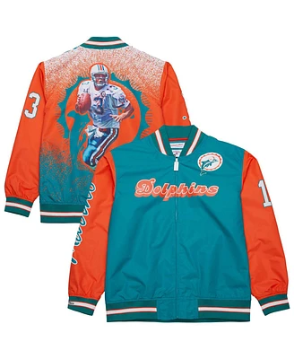 Mitchell & Ness Men's Dan Marino Aqua Miami Dolphins Retired Player Graphic Full-Snap Satin Jacket