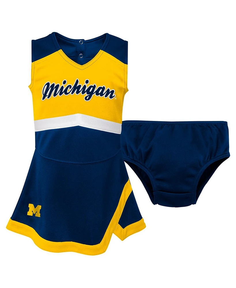 Outerstuff Big Girls Navy Michigan Wolverines Cheer Captain Jumper Dress