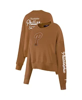 Pro Standard Women's Brown Philadelphia Phillies Paint The City Pullover Cropped Sweatshirt