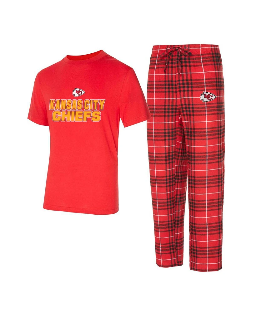 Concepts Sport Men's Red/Black Kansas City Chiefs Vector T-Shirt Flannel Pants Sleep Set