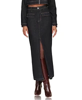 Avec Les Filles Women's Denim Maxi Skirt