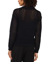 Vince Camuto Women's Mesh Stitch Johnny-Collar Sweater