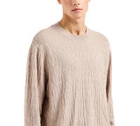 A|X Armani Exchange Men's Regular-Fit Textured Logo Jacquard Sweater