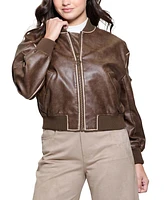 Guess Women's Angelique Faux-Leather Bomber Jacket