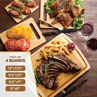 Bamboo Wood Cutting Board Set - Chopping Board with Juice Groove for Meat, Cheese & Vegetables