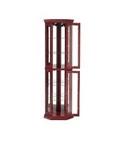 Slickblue Lighted Corner Curio Cabinet with Glass Display Shelves & Tempered Glass Door Elegant Storage Solution
