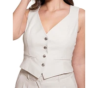 Guess Women's Matea Angled-Hem Cropped Suit Vest