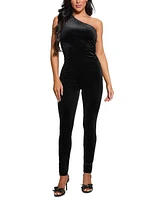 Guess Women's Bailey Velour One-Shoulder Jumpsuit