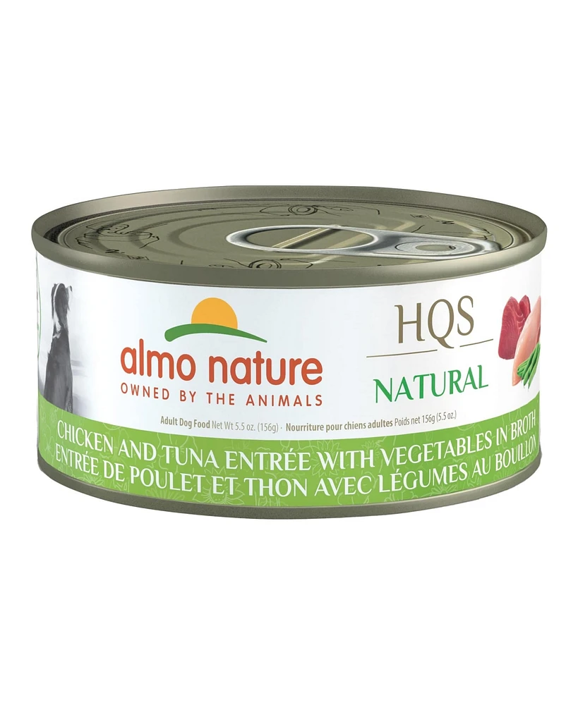 Almo Nature Hqs Natural Dog 12pk (5.5oz): Chicken & Tuna Entree W/ Vegetables In Broth