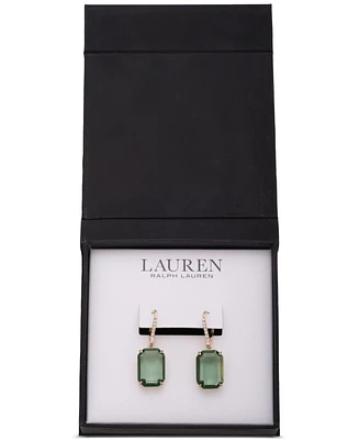 Lauren Ralph Gold-Tone Octagon Stone Leverback Drop Earrings