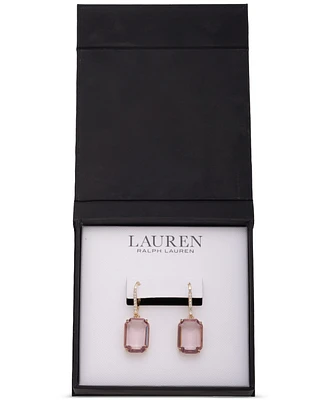 Lauren Ralph Gold-Tone Octagon Stone Leverback Drop Earrings