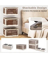 Costway Pack Stackable Storage Bins with Lids 34.5 Gallon Collapsible Plastic Container Box