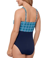 Swim Solutions Women's Surplice Tummy-Control One-Piece Swimsuit, Exclusively at Macy's