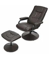 Gouun 360 Pvc Leather Swivel Recliner Chair with Ottoman