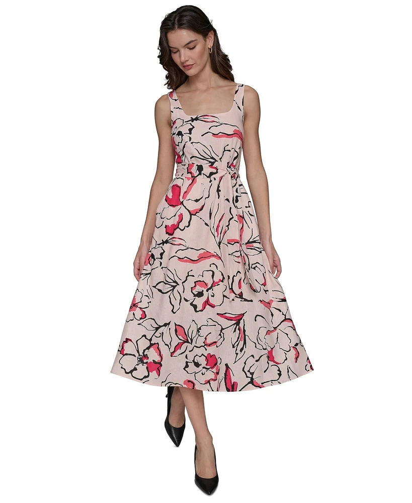 Karl Lagerfeld Paris Women's Printed Sleeveless A-Line Dress