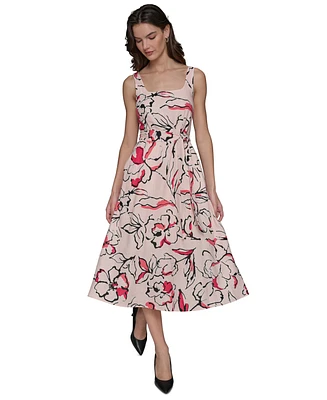 Karl Lagerfeld Paris Women's Printed Sleeveless A-Line Dress