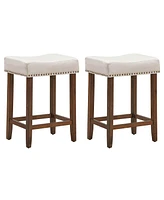 Gouun Set of 2 Nailhead Saddle Bar Stools 24 Inch Height