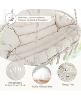 Gouun Hand-Woven Rope Hanging Chair with Thick Cushion and Folding Metal Frame