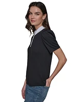 Karl Lagerfeld Paris Women's Contrast-Trim Polo Top