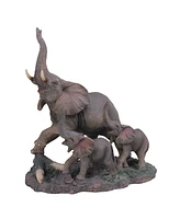 Fc Design "2-pc Gift Set" 9"H Elephant Family Playing Together Figurine with Trunk Up Figurine Statue Ornament Home Room Office Decor and Perfect Gift