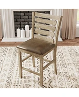 The Pop Home Set of 2 Counter Height Dining Chairs with Solid Wood Back-The Pop Home