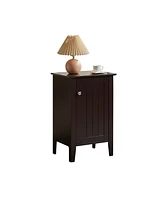 Kings Brand Furniture Carolin Side End Table with Storage Cabinet, Nightstand Bedside Tables for Bedroom, Living Room