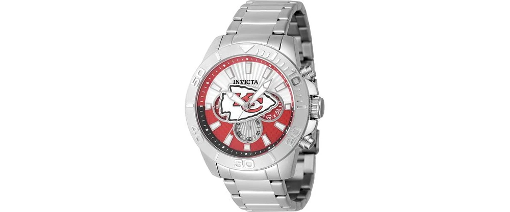 Invicta Men's 47941 Nfl Kansas City Chiefs Quartz Multifunction Red, Silver Dial Watch
