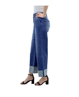 Indigo Poppy Women's 5 Pockets Wide Cuff Leg Jean