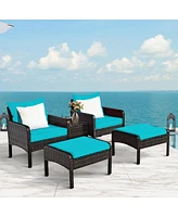 Gouun 5 Pieces Patio Rattan Furniture Set Sofa