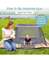 Gymax Travel Crib w/ Safety Enclosure & Padded Mattress Carrying Bag Indoor & Outdoor
