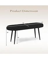 Gymax 47'' Upholstered Entryway Bench w/ Padded Seat & Heavy-duty Metal Frame