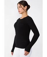 Jennie Liu Women's 100% Cashmere Cable-knit Long Sleeve Pullover Crew Neck Sweater