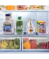 Sorbus 4 Pack Narrow Stackable Clear Storage Bins with Handles- for Kitchen Pantry, Freezer & Fridge Organization