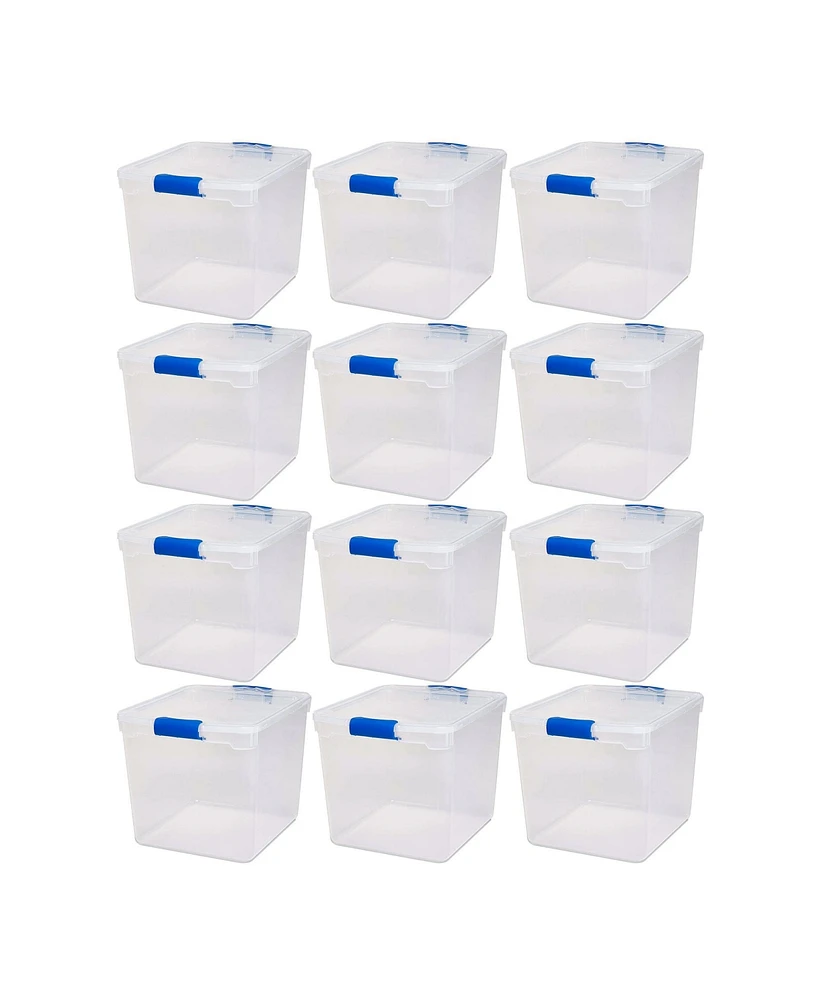 Homz 31 Quart Heavy Duty Clear Plastic Stackable Storage Containers, 12 Pack