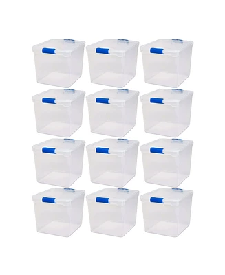 Homz 31 Quart Heavy Duty Clear Plastic Stackable Storage Containers, 12 Pack