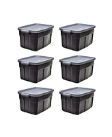 Rubbermaid Roughneck Tote 14 Gallon Storage Container, Black/Cool Gray (6 Pack
