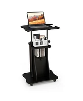 Gouun Adjustable Mobile Standing Desk Cart with Tilt Desktop and Cabinet