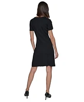 Karl Lagerfeld Paris Women's Ribbed Embellished-Button Dress