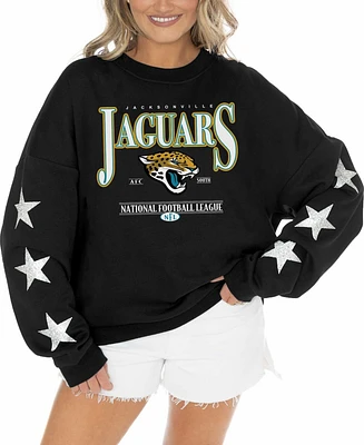 Gameday Couture Women's Black Jacksonville Jaguars Rhinestone Star Sleeve Settle the Score Tri-Blend Pullover