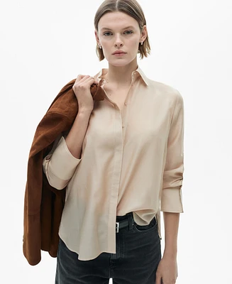 Mango Women's Satin Lyocell Shirt