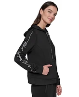 Karl Lagerfeld Paris Women's Script-Logo Full-Zip Hoodie