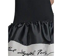 Karl Lagerfeld Paris Women's Ruffled-Hem Embroidered-Script T-Shirt Dress