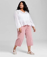 Now This Trendy Plus Size Swiss Dot Button Front Blouse Barrel Leg Jeans Exclusively At Macys