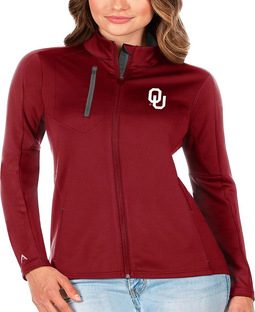 Antigua Women's Crimson/Graphite Oklahoma Sooners Generation Full-Zip Jacket