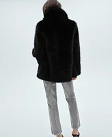 Mango Women's Fur-Effect Lapels Coat